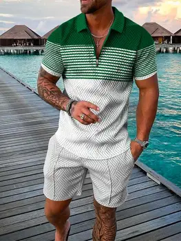Herren Sommer Gehobene Kleidung Casual Fashion Polo Shirt Set Business Style Outfit Golf-Vintage-Trainingsanzug Übergroßen Sportswear