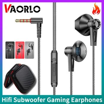 Hifi Subwoofer Gaming Kopfhörer 3.5 mm AUX L-Biegen Jack Sport K Song Live-Musik Wired Earbuds Mit Mic Noise Cancelling Headset