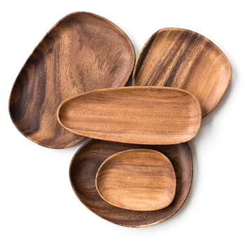 Ganze Holz Liebeskummer Holz Unregelmäßigen Oval Massivholz Pan Platte Obst Gerichte Untertasse Tee-Tablett Dessert Teller Geschirr Set