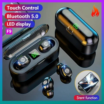 VAORLO TWS F9 Drahtlose Kopfhörer Touch Control Mini Ohrhörer Hifi Stereo Bass Musik Bluetooth-kompatible Kopfhörer Sport Headset
