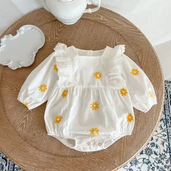 Baby Kleidung Blume Neugeborenen Mädchen Strampler Langarm Baumwolle Kleidung Baby Strampler Frühling Herbst Cute Baby Strampelanzug Kostüm