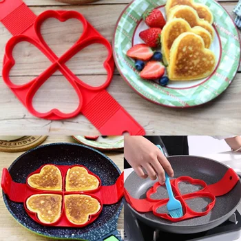 Pancake Maker Mehreren Formen 4 Löcher Antihaft-Silikon-Backen-Form Ring SPIEGELEI Kochen für die Familie
