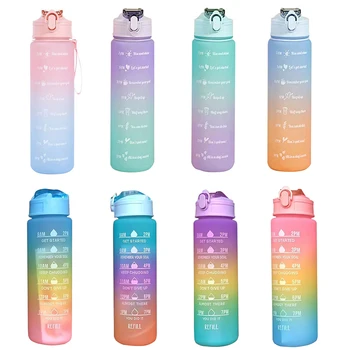 900 ML Tragbare Wasser Flasche mit Motivations-Sport Wasser Flasche mit Zeit Marker auslaufsichere Tasse für Outdoor Sport Fitness BPA Frei