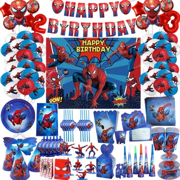 Spiderman Party Dekorationen Einweg Geschirr Papier Platte Tischdecke Kuchen Topper Baby Dusche Kinder Geburtstag Partei Liefert