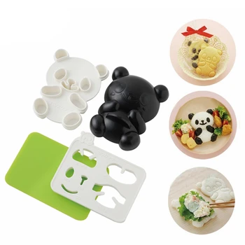LMETJMA 4 in 1 Baby Panda Sushi Form DIY Panda Rice Mold Kunststoff Sandwich Cutter Kuchen Brot Toast Form Maker KC0819-1