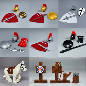 MOC Bricks Mittelalter Castle Knight Pfeil Action-Figuren Spartan Krieger römischen Bausteine Zubehör Kinder Spielzeug Geschenk