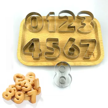 Heißer Ausstechformen Formen 9PCS/Set Puzzle die Nummern 0-8 arabischen Ziffern Nette Süßigkeit Keks Form DIY Backen Werkzeuge Edelstahl