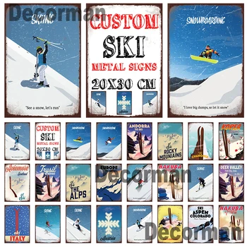 [ Mike86 ] SKI-Wintersport-österreich-Italien Metall Zeichen Wand Plaque Retro Malerei Party home Decor LTA-3175 20*30 CM