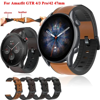 Leder+Silikon Handgelenk Armband Für Xiaomi Amazfit GTR 4/3 Pro 42 47mm Armband Für Amazfit GTR2e Stratos Smartwatch Band Armband