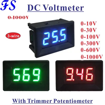 YB21 LED Digital Voltmeter DC 0-10V 30V 100V 300V 600V 3 - Draht Spannung Meter Volt Panel Meter Voltage Monitor Feineinstellung
