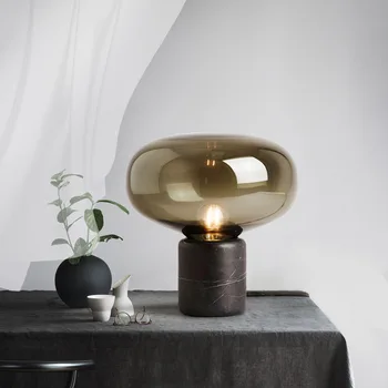 Post Moderne LED Marmor Tisch Lampe Pilz Glas Nachttisch Lampe Nordic Einfache Designer Schlafzimmer Wohnzimmer Kreative Kleine Studie