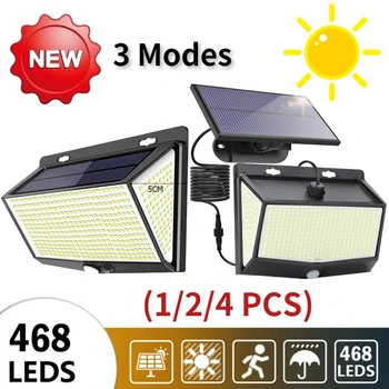 1/2/4pcs 468 LED Solar Licht Outdoor Solar Lampe mit Motion Sensor Solar-LED-Licht 3 Modi Powered Sonnenlicht für Garten Dekor