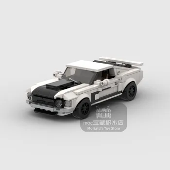 MOC Ford 1969 Mustang BOSS racing Sport Auto Fahrzeug Geschwindigkeit Champion Racer Bausteine Ziegel Kreative Garage Spielzeug für Jungen