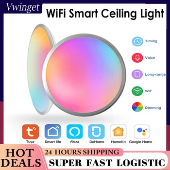 Tuya WiFi Smart LED-Tri-proof-Licht RGB Dimmbare Decke Lampe APP Voice Control Mit Alexa Google Für Wohnzimmer, Smart Home