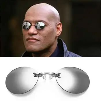 Clip Auf Nase Gläser Randlose Runde Matrix Morpheus Sonnenbrille Mini Rahmenlose Vintage Männer Brillen UV400