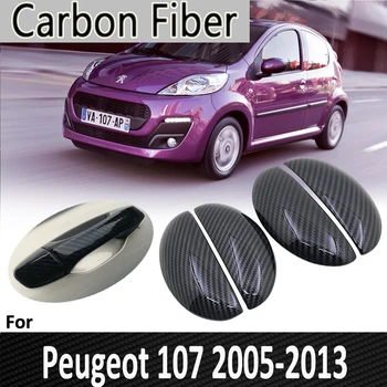 Schwarz Carbon Faser für Peugeot 107 2005 2006 2007 2008 2009 2010 2011 2012 2013 Tür Griff Abdeckung Aufkleber Auto Zubehör