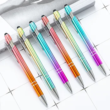 20Pcs/Lot Gradient Color Metal Pen, wholesale gradient-Aluminium-Kugelschreiber-print-logo-touch-screen-Metall-Kugelschreiber