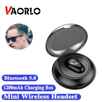 VAORLO Mini Ohrhörer Bluetooth 5.0 Kabellose Kopfhörer mit Hi-Fi Bass Musik Headset mit HD Mic 1200mAh Lade Box Sport Ohrhörer