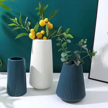 Morandi Kunststoff Vase Wohnzimmer Dekoration Ornamente Moderne Origami Kunststoff Vasen für Blumen Hause Dekoration