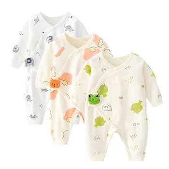 0-6 Monate Neugeborenes Baby Mädchen Jungen Strampler Baumwolle Cartoon Infant Kleidung Outfit Overall Frühling Herbst Outdoor-Bekleidung 2023 New