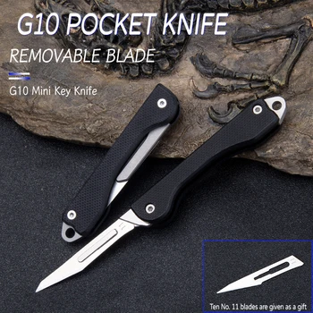 G10 Folding Messer Mini Messer Tragbare Selbstverteidigung EDC Outdoor Camping Multifunktionale Kleine Folding Messer Austauschbare Klinge