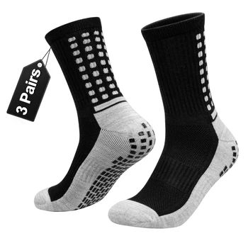 YUEDGE Herren Anti-Rutsch-Fußball-Socken 3Pairs Hohe Qualität Weiche Atmungsaktive Handtuch Unten Männer Mid Kalb-Fußball-Socken für Herren 37-46
