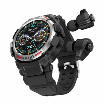 GT100 Smart Watch 2 in 1 Männer TWS Earbuds AMOLED Bluetooth Headset Kopfhörer Tracker-Musik-Sport-Fitness-Smartwatch