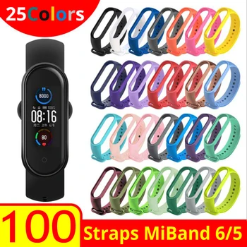 100 Pcs/Pack für MiBand 6 5 Strap Für Xiaomi Mi Band 5 6 Armband Handgelenk Strap Silikon Band Für Mi band 4 6 Straps Miband5 Armband