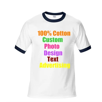 Text Foto Logo Angepasst Homme Werbung Gedruckt Herren T shirt Farbe Block T-shirts O-Neck Tops Sommer 2023