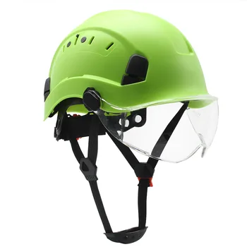 Sicherheit Helm mit Schutzbrille ABS Bau Arbeit Kappe Schützende Harte Hut für Klettern Reiten Outdoor-Arbeiten Rescue Helme