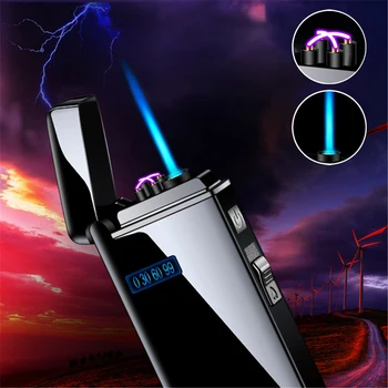Gas & Electric Winddicht Jet Flame Feuerzeug Rechargeable Metal USB Feuerzeug Taschenlampe Turbo Dual Arc Leichter Aufblasbare Butan Leichter
