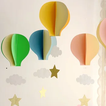 1/2Pcs 3D Paper Pastel Hot Air Balloon Garland Cloud-Hängende Ornamente für Baby Dusche Kindergarten Geburtstag Festliche Party Home Decor