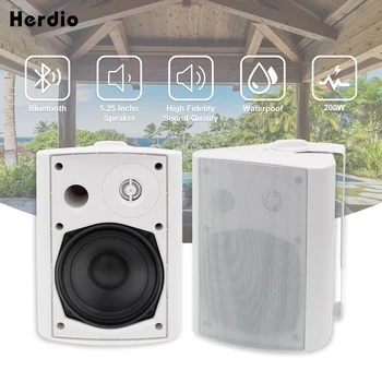 Herdio 5,25 Zoll 200W indoor-Outdoor-Bluetooth-Patio-Lautsprecher mit kraftvollem Bass Alle Wetter Wand Mount HIFI-Stereo-Sound-System